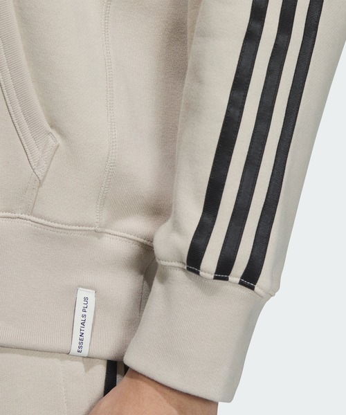 adidas（アディダス）の「エッセンシャルズ プラス ルーズフィット スリーストライプス フレンチテリー プルオーバーパーカー / アディダス adidas（パーカー・メンズ・グレー/ブルー/ブラック/グリーン/ネイビー/ベージュ・XX-SMALL/X-SMALL/XX-LARGE/3XL/LARGE/MEDIUM/SMALL/X-LARGE）」の17枚目の写真