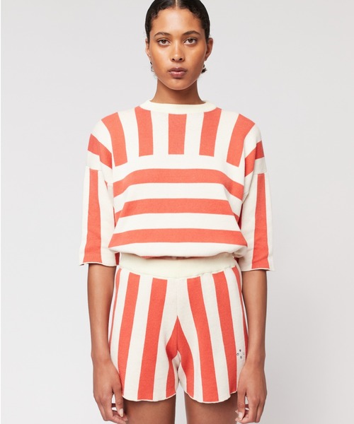 BOBO CHOSES(ボボショーズ)の「Striped knitted short(その他パンツ・レディース・バーガンディー・S/XS)」の2枚目の写真
