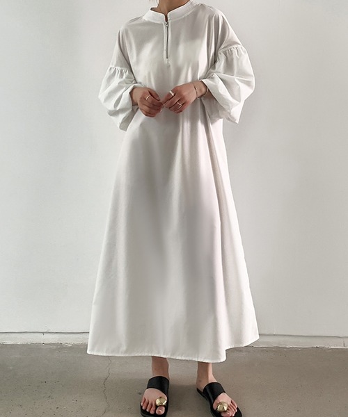 SHEPP(シープ)の「ハーフジップ スタンドネック シャツワンピース(ワンピース・レディース・ブラック/ベージュ/ホワイト・M/L/XL)」の19枚目の写真