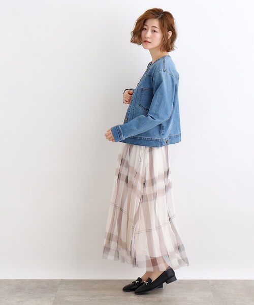 grove(グローブ)の「◆ノーカラーデニムジャケット(デニムジャケット・レディース・ブルー系その他/ブルー/ネイビー・02/03/01/04/05)」の5枚目の写真
