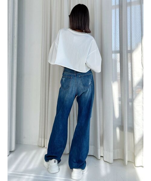 GYDA(ジェイダ)の「ハイウエスト KNEEダメージワイドデニムパンツ(デニムパンツ・レディース・ブルー/ライトブルー・X-SMALL/SMALL/MEDIUM)」の7枚目の写真