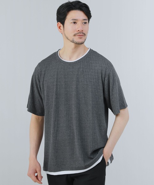 Buyer's Select/針抜きフェイクレイヤード半袖カットソー（T