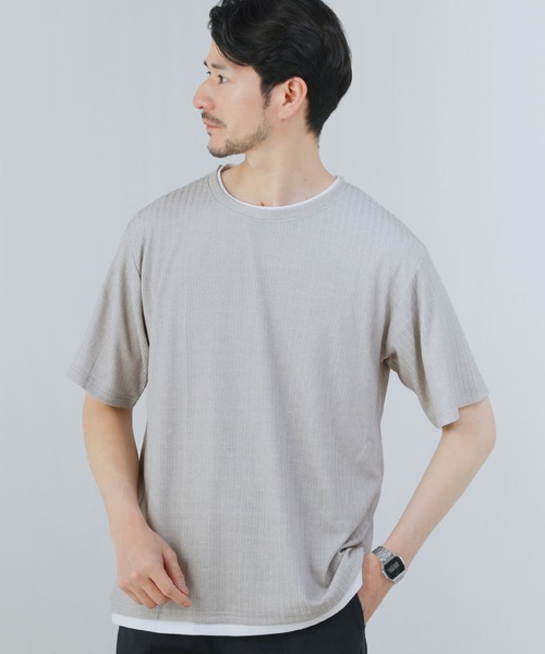Buyer's Select/針抜きフェイクレイヤード半袖カットソー（T
