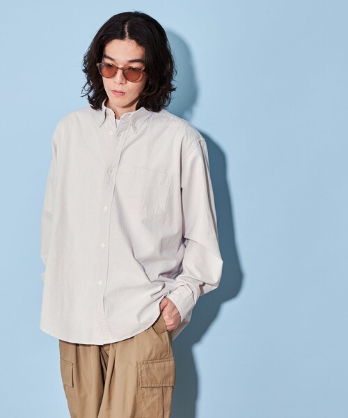 CITEN（シテン）の「＜CITEN＞サッカー ストライプ ボタンダウン シャツ（シャツ/ブラウス・メンズ・ライトグレー・S/M/L）」の2枚目の写真