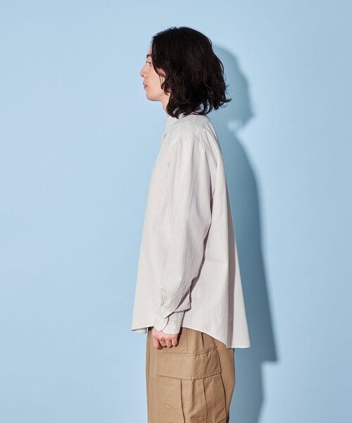 CITEN（シテン）の「＜CITEN＞サッカー ストライプ ボタンダウン シャツ（シャツ/ブラウス・メンズ・ライトグレー・S/M/L）」の5枚目の写真