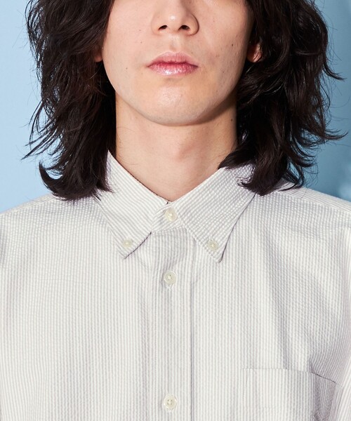 CITEN（シテン）の「＜CITEN＞サッカー ストライプ ボタンダウン シャツ（シャツ/ブラウス・メンズ・ライトグレー・S/M/L）」の7枚目の写真