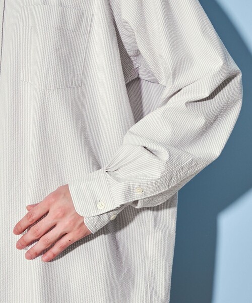 CITEN（シテン）の「＜CITEN＞サッカー ストライプ ボタンダウン シャツ（シャツ/ブラウス・メンズ・ライトグレー・S/M/L）」の8枚目の写真
