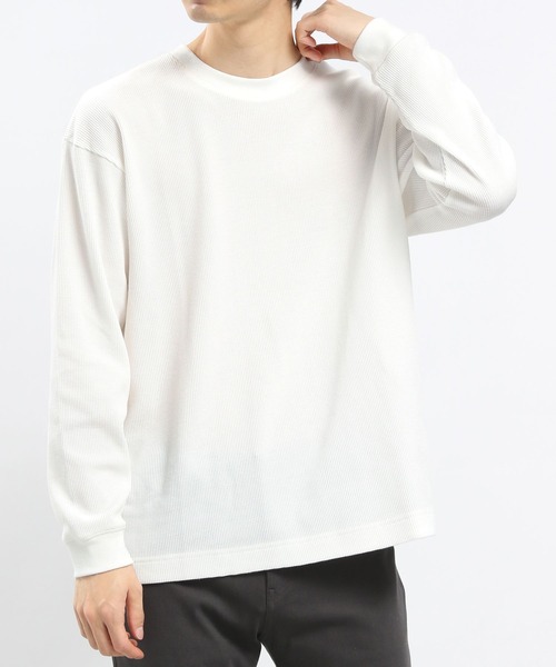 GLOBAL WORK Smile Seed Store（グローバルワーク スマイルシードストア）の「速乾ワッフルTシャツ長袖/991881（Tシャツ/カットソー・メンズ・ブラック/グレイッシュベージュ/オフホワイト/グレー・LARGE/SMALL/X-LARGE/MEDIUM）」の2枚目の写真