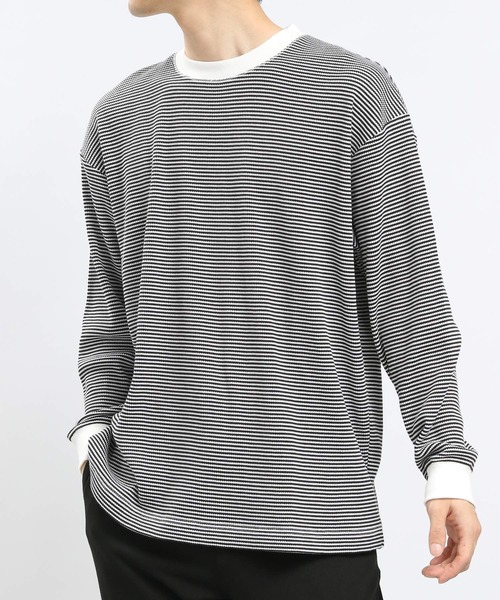 GLOBAL WORK Smile Seed Store（グローバルワーク スマイルシードストア）の「速乾ワッフルTシャツ長袖/991881（Tシャツ/カットソー・メンズ・ブラック/グレイッシュベージュ/オフホワイト/グレー・LARGE/SMALL/X-LARGE/MEDIUM）」の7枚目の写真