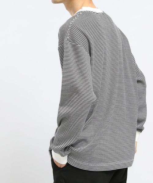 GLOBAL WORK Smile Seed Store（グローバルワーク スマイルシードストア）の「速乾ワッフルTシャツ長袖/991881（Tシャツ/カットソー・メンズ・ブラック/グレイッシュベージュ/オフホワイト/グレー・LARGE/SMALL/X-LARGE/MEDIUM）」の8枚目の写真