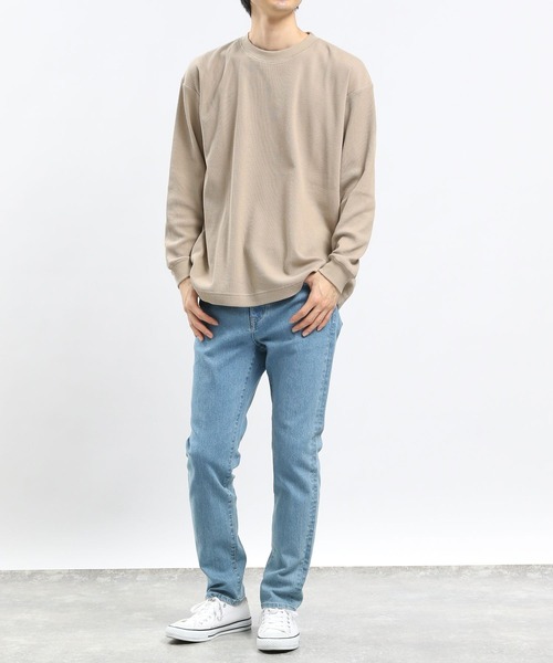 GLOBAL WORK Smile Seed Store（グローバルワーク スマイルシードストア）の「速乾ワッフルTシャツ長袖/991881（Tシャツ/カットソー・メンズ・ブラック/グレイッシュベージュ/オフホワイト/グレー・LARGE/SMALL/X-LARGE/MEDIUM）」の9枚目の写真