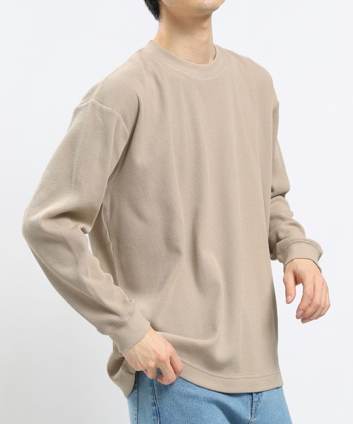 GLOBAL WORK Smile Seed Store（グローバルワーク スマイルシードストア）の「速乾ワッフルTシャツ長袖/991881（Tシャツ/カットソー・メンズ・ブラック/グレイッシュベージュ/オフホワイト/グレー・LARGE/SMALL/X-LARGE/MEDIUM）」の11枚目の写真