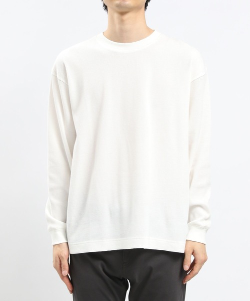 GLOBAL WORK Smile Seed Store（グローバルワーク スマイルシードストア）の「速乾ワッフルTシャツ長袖/991881（Tシャツ/カットソー・メンズ・ブラック/グレイッシュベージュ/オフホワイト/グレー・LARGE/SMALL/X-LARGE/MEDIUM）」の15枚目の写真