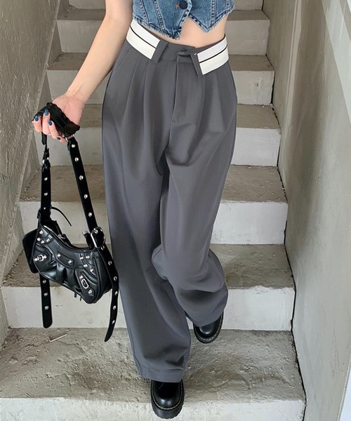 HALEY PESCA(ヘーリーペスカ)の「HALEY PESCA/ウエストデザイン ストリートワイドパンツ(スラックス・レディース・グレー/ブラック・MEDIUM/LARGE/SMALL)」の11枚目の写真