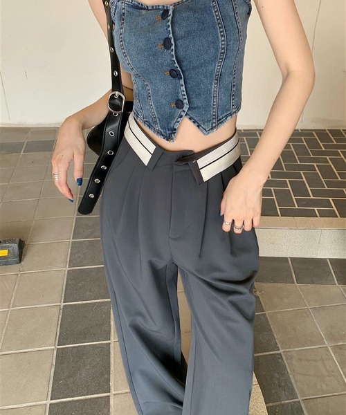 HALEY PESCA(ヘーリーペスカ)の「HALEY PESCA/ウエストデザイン ストリートワイドパンツ(スラックス・レディース・グレー/ブラック・MEDIUM/LARGE/SMALL)」の12枚目の写真