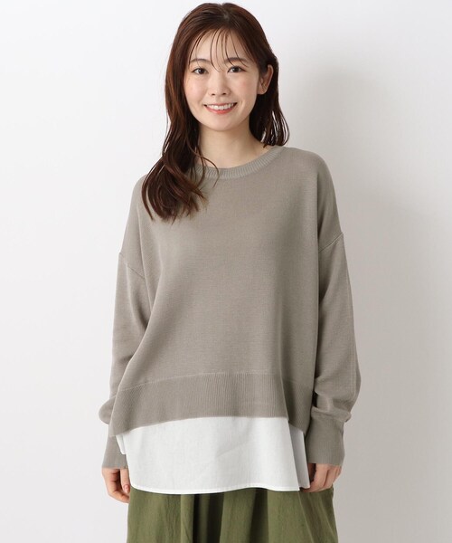one'sterrace（ワンズテラス）の「ミラノリブ レイヤード風ニットプルオーバー（ニット/セーター・レディース・ベージュ系8/グレー系4・02）」の2枚目の写真