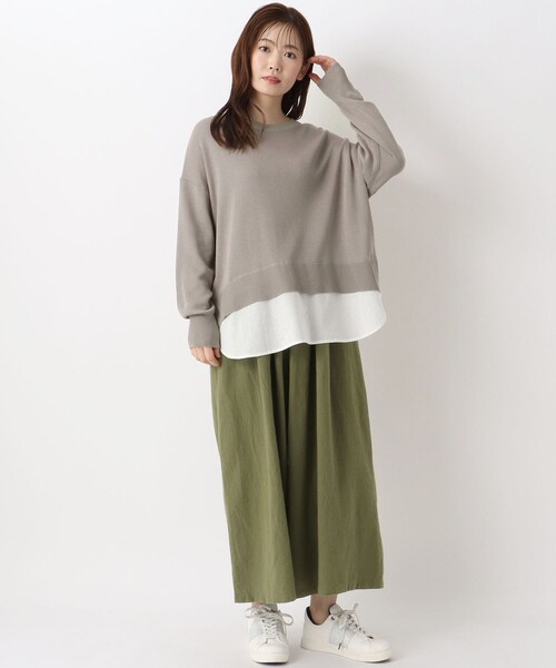 one'sterrace（ワンズテラス）の「ミラノリブ レイヤード風ニットプルオーバー（ニット/セーター・レディース・ベージュ系8/グレー系4・02）」の13枚目の写真