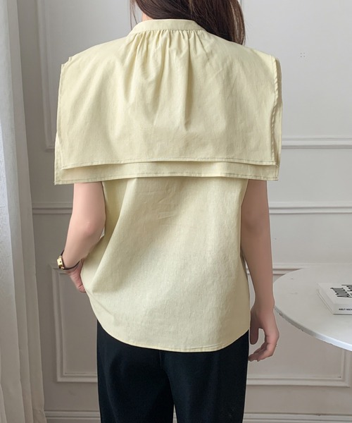 ABITOKYO(アビトーキョー)の「スタンドカラーケープシャツ(シャツ/ブラウス・レディース・ホワイト/ベージュ/ライトイエロー・L/M)」の9枚目の写真