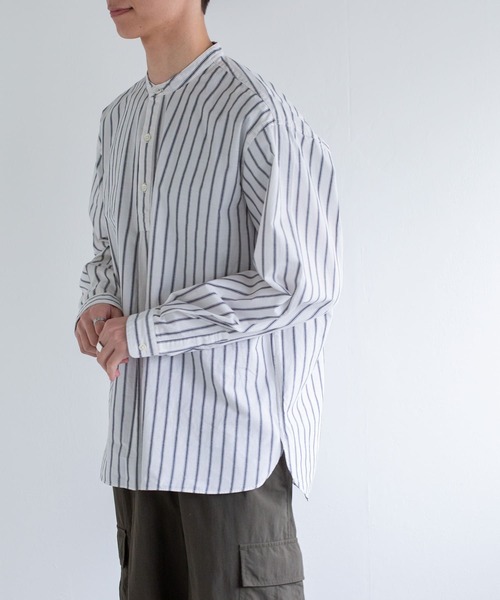 FORK&SPOON（フォークアンドスプーン）の「FORK&SPOON　コットンスラブロングスリーブシャツ（シャツ/ブラウス・メンズ・ストライプ/ホワイト・4/5）」の6枚目の写真