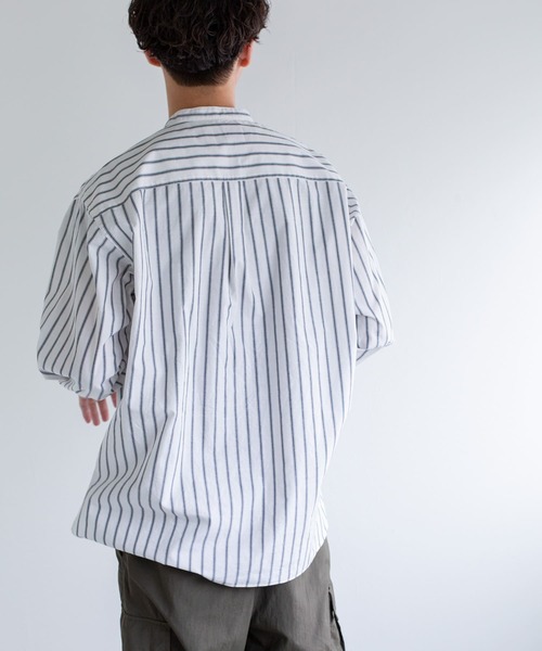 FORK&SPOON（フォークアンドスプーン）の「FORK&SPOON　コットンスラブロングスリーブシャツ（シャツ/ブラウス・メンズ・ストライプ/ホワイト・4/5）」の7枚目の写真