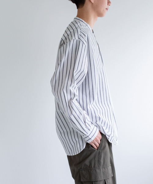 FORK&SPOON（フォークアンドスプーン）の「FORK&SPOON　コットンスラブロングスリーブシャツ（シャツ/ブラウス・メンズ・ストライプ/ホワイト・4/5）」の8枚目の写真