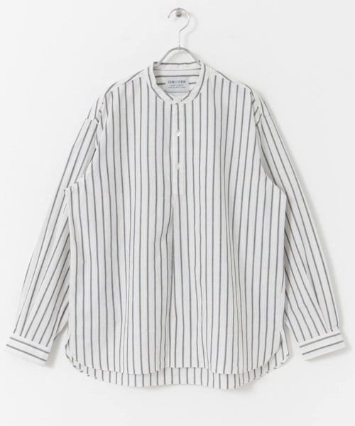 FORK&SPOON（フォークアンドスプーン）の「FORK&SPOON　コットンスラブロングスリーブシャツ（シャツ/ブラウス・メンズ・ストライプ/ホワイト・4/5）」の10枚目の写真