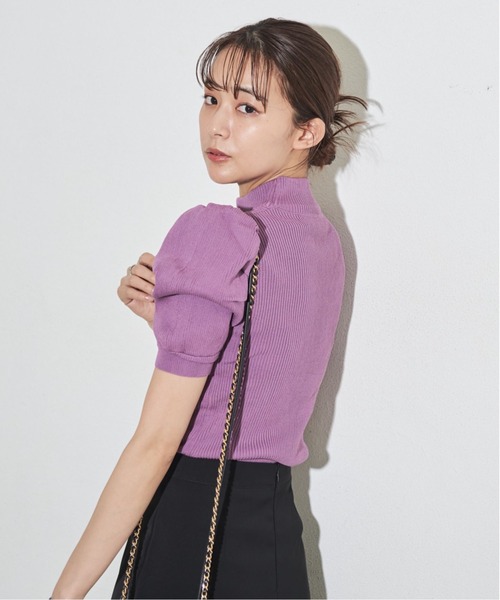 MOCOA'S（モコアズ）の「パワショルハーフスリーブニット（ニット/セーター・レディース・パープル/ホワイト/ブラック・FREE）」の17枚目の写真