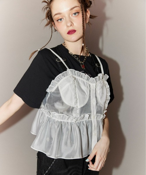 Candy Stripper（キャンディストリッパー）の「SEE THROUGH ビスチェ（キャミソール・レディース・ミント/オフホワイト/ブラック/スモークピンク・2）」の6枚目の写真