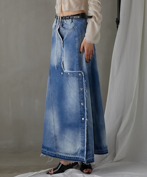 PRANK PROJECT（プランクプロジェクト）の「カッティングアシンメトリーデニムスカート / Cutting Asymmetry Denim Skirt（スカート・レディース・ブルー/ブラック・38/36）」の4枚目の写真