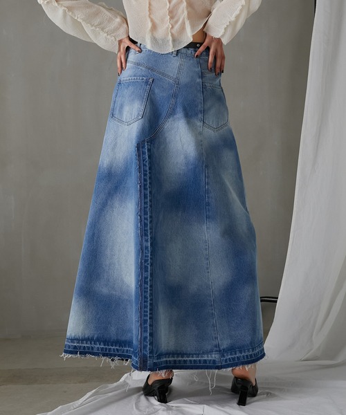 PRANK PROJECT（プランクプロジェクト）の「カッティングアシンメトリーデニムスカート / Cutting Asymmetry Denim Skirt（スカート・レディース・ブルー/ブラック・38/36）」の5枚目の写真