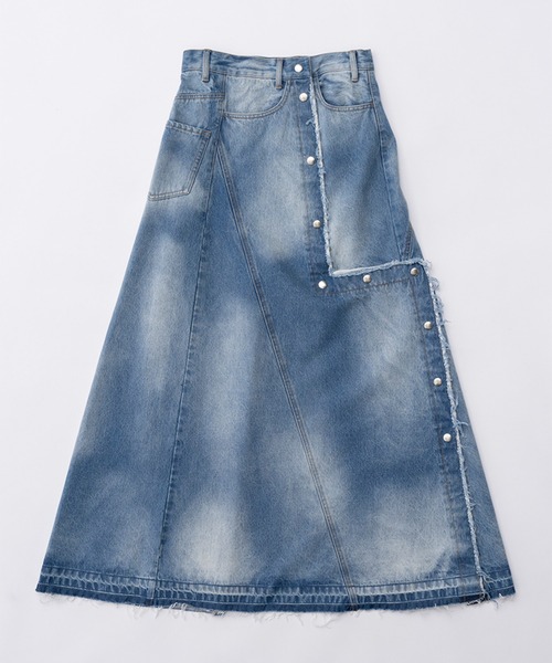 PRANK PROJECT（プランクプロジェクト）の「カッティングアシンメトリーデニムスカート / Cutting Asymmetry Denim Skirt（スカート・レディース・ブルー/ブラック・38/36）」の7枚目の写真
