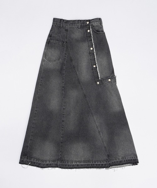 PRANK PROJECT（プランクプロジェクト）の「カッティングアシンメトリーデニムスカート / Cutting Asymmetry Denim Skirt（スカート・レディース・ブルー/ブラック・38/36）」の9枚目の写真