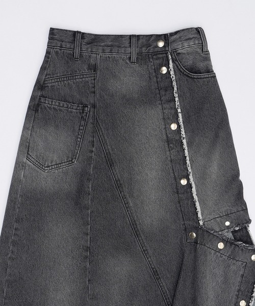 PRANK PROJECT（プランクプロジェクト）の「カッティングアシンメトリーデニムスカート / Cutting Asymmetry Denim Skirt（スカート・レディース・ブルー/ブラック・38/36）」の11枚目の写真