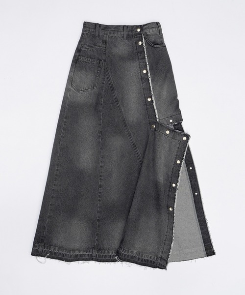 PRANK PROJECT（プランクプロジェクト）の「カッティングアシンメトリーデニムスカート / Cutting Asymmetry Denim Skirt（スカート・レディース・ブルー/ブラック・38/36）」の14枚目の写真