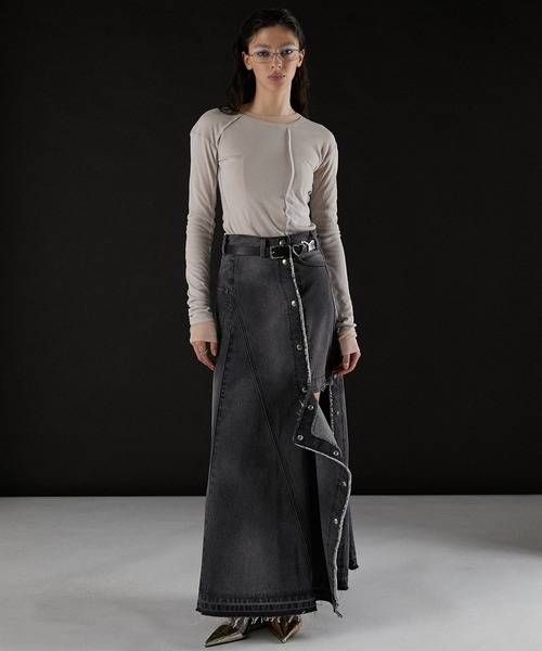 PRANK PROJECT（プランクプロジェクト）の「カッティングアシンメトリーデニムスカート / Cutting Asymmetry Denim Skirt（スカート・レディース・ブルー/ブラック・38/36）」の15枚目の写真