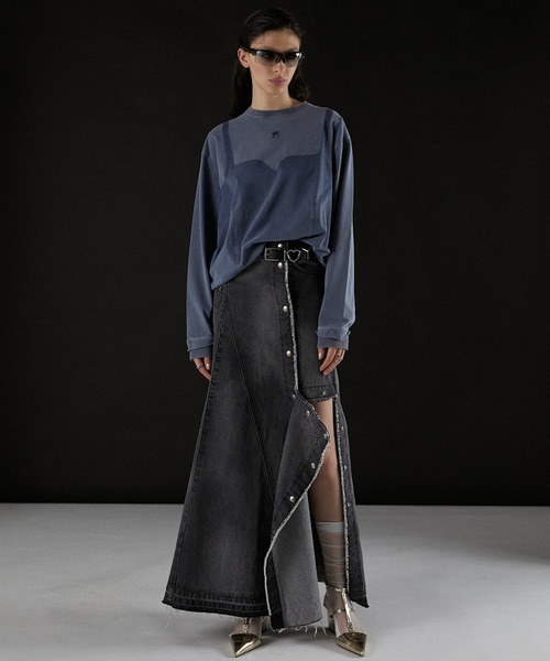 PRANK PROJECT（プランクプロジェクト）の「カッティングアシンメトリーデニムスカート / Cutting Asymmetry Denim Skirt（スカート・レディース・ブルー/ブラック・38/36）」の16枚目の写真