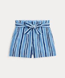 POLO RALPH LAUREN CHILDRENSWEAR（ポロ ラルフ ローレン チルドレンズウェア）の「ベルテッド ストライプド リネン ペーパーバッグ ショートパンツ（その他パンツ・キッズ）」
