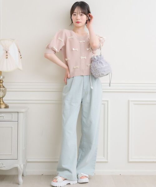 ems excite(エムズエキサイト)の「チュールフリル巾着バッグ(ショルダーバッグ・レディース・ブラック/オフホワイト/ライトベージュ/ライトグレー・ONE SIZE)」の15枚目の写真