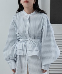 lawgy | 2way ruffle nocollar blouse / 2wayラッフルノーカラーブラウス(シャツ/ブラウス)