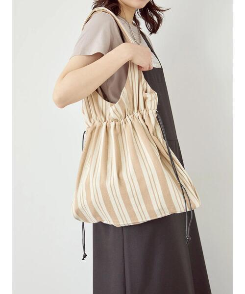 Samansa Mos2 blue(サマンサモスモスブルー)の「ストライプ巾着トートバッグ(ハンドバッグ・レディース・ネイビー/ブラック/ベージュ・F)」の22枚目の写真