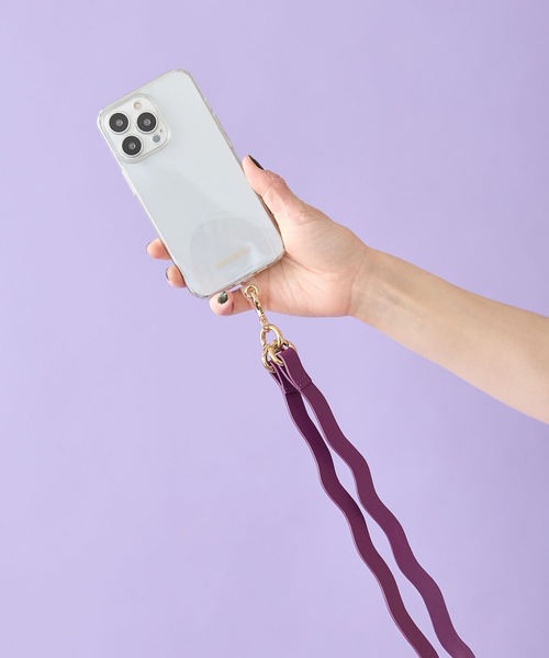 HASHIBAMI（ハシバミ）の「【HASHIBAMI】ウネウネ スマホレザーストラップ（スマホグッズ・レディース・パープル/ライトグリーン系/シルバー/ライトオレンジ系/ブラック/ゴールド/グレイッシュベージュ・FREE）」の4枚目の写真