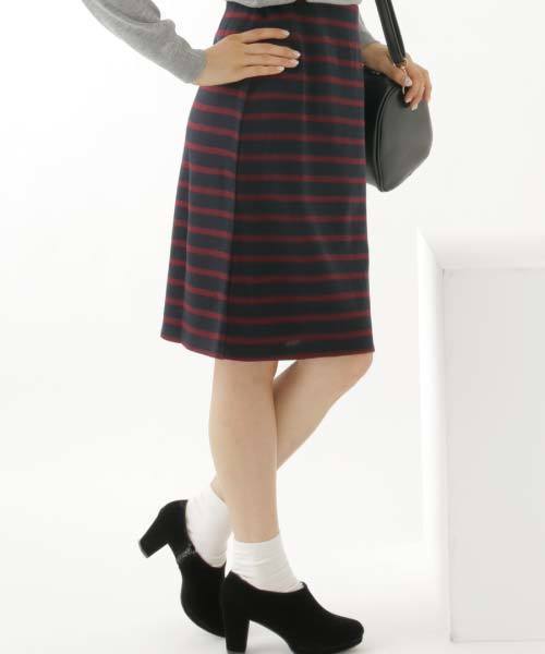 earth music&ecology（アースミュージックアンドエコロジー）の「ボーダータイトスカート（スカート・レディース・ワインレッド/アイボリー/ネイビー/グリーン・MEDIUM/LARGE）」の4枚目の写真