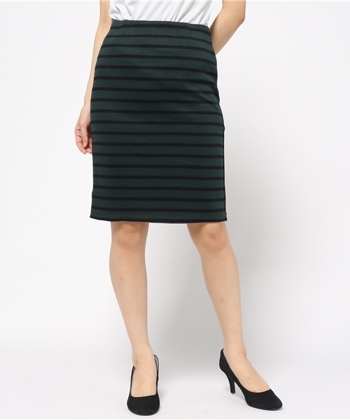 earth music&ecology（アースミュージックアンドエコロジー）の「ボーダータイトスカート（スカート・レディース・ワインレッド/アイボリー/ネイビー/グリーン・MEDIUM/LARGE）」の2枚目の写真