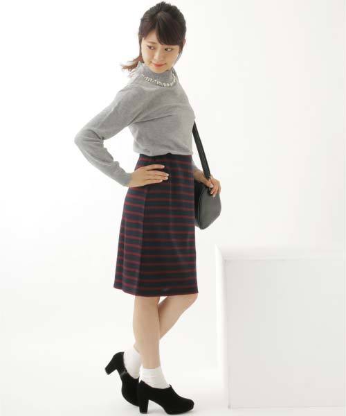 earth music&ecology（アースミュージックアンドエコロジー）の「ボーダータイトスカート（スカート・レディース・ワインレッド/アイボリー/ネイビー/グリーン・MEDIUM/LARGE）」の17枚目の写真