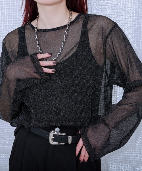Ellno Loset(エルノロゼット)の「ラメシアープルオーバー(Tシャツ/カットソー・メンズ・ブルーグレー/ブラック・SMALL/MEDIUM/LARGE)」の2枚目の写真