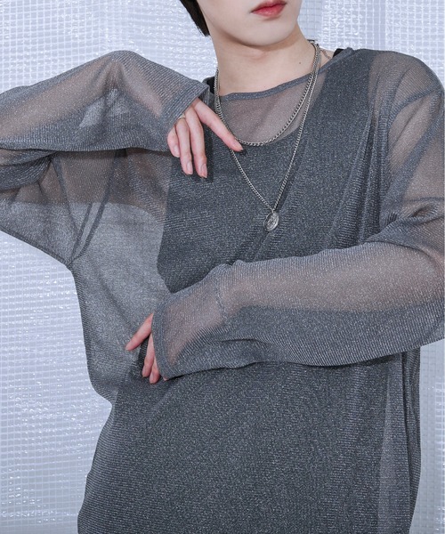Ellno Loset(エルノロゼット)の「ラメシアープルオーバー(Tシャツ/カットソー・メンズ・ブルーグレー/ブラック・SMALL/MEDIUM/LARGE)」の14枚目の写真