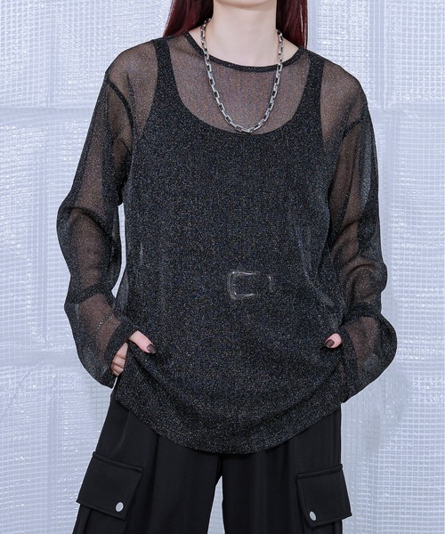 Ellno Loset(エルノロゼット)の「ラメシアープルオーバー(Tシャツ/カットソー・メンズ・ブルーグレー/ブラック・SMALL/MEDIUM/LARGE)」の3枚目の写真