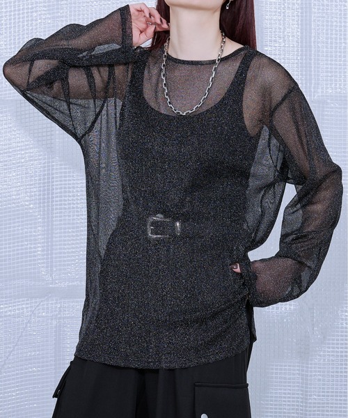 Ellno Loset(エルノロゼット)の「ラメシアープルオーバー(Tシャツ/カットソー・メンズ・ブルーグレー/ブラック・SMALL/MEDIUM/LARGE)」の4枚目の写真
