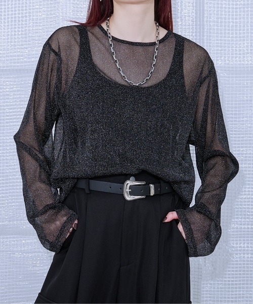 Ellno Loset(エルノロゼット)の「ラメシアープルオーバー(Tシャツ/カットソー・メンズ・ブルーグレー/ブラック・SMALL/MEDIUM/LARGE)」の5枚目の写真