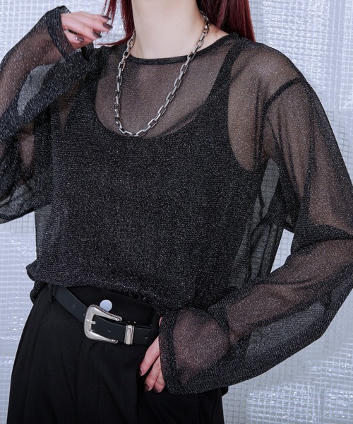 Ellno Loset(エルノロゼット)の「ラメシアープルオーバー(Tシャツ/カットソー・メンズ・ブルーグレー/ブラック・SMALL/MEDIUM/LARGE)」の6枚目の写真